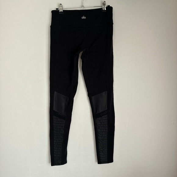 ALO Yoga Moto Leggings Black High Waist Performance Athletic Activewear Small - Picture 1 of 12